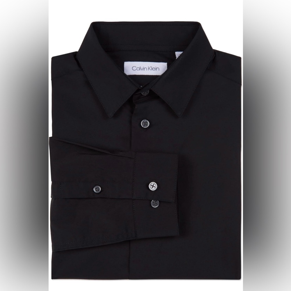 NEW! Calvin Klein Big Boys Black Button-Up Shirt